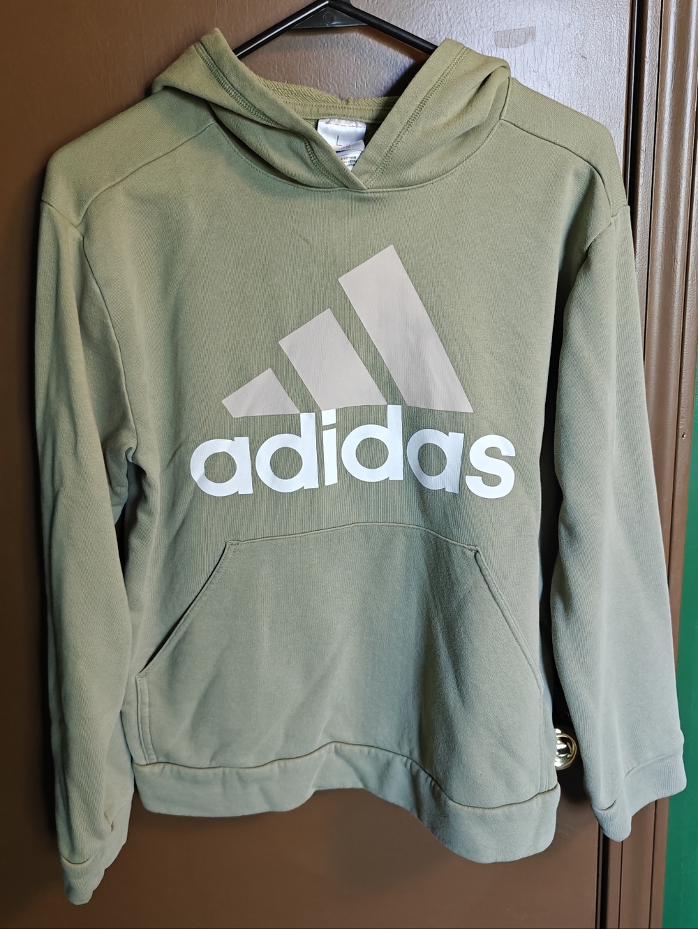 Adidas Big Boys Crewneck Hoodie Sage Green - L 14/16